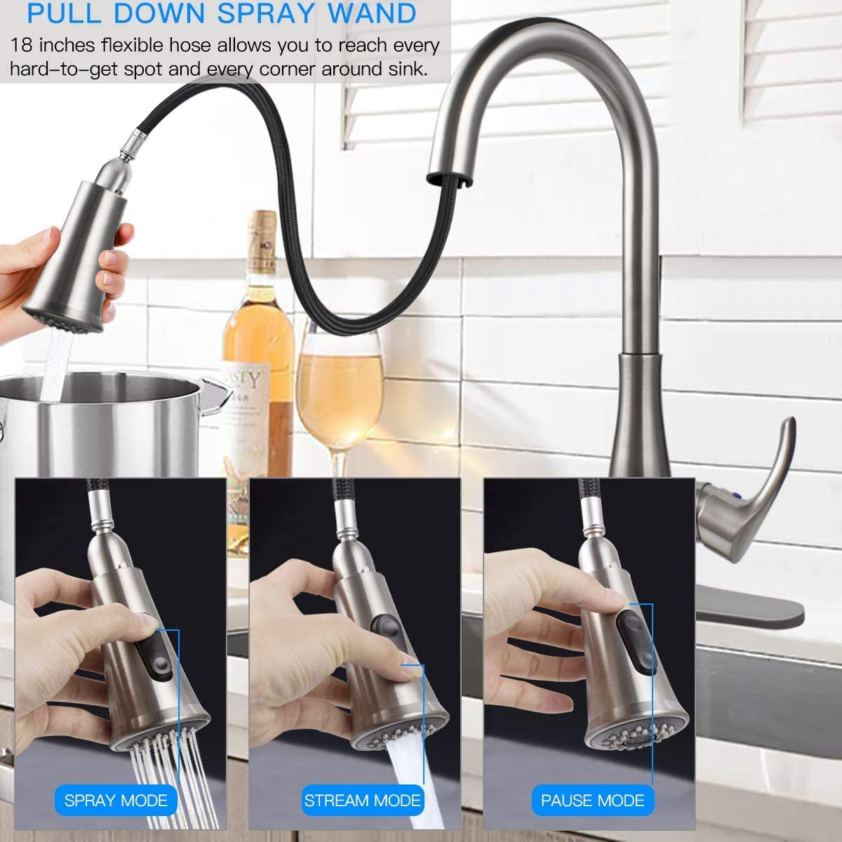 Sensore cUPC Aquacubic Sensore a infrarossi Smart Touchless Rubinetto per lavello da cucina a due movimenti a due movimenti