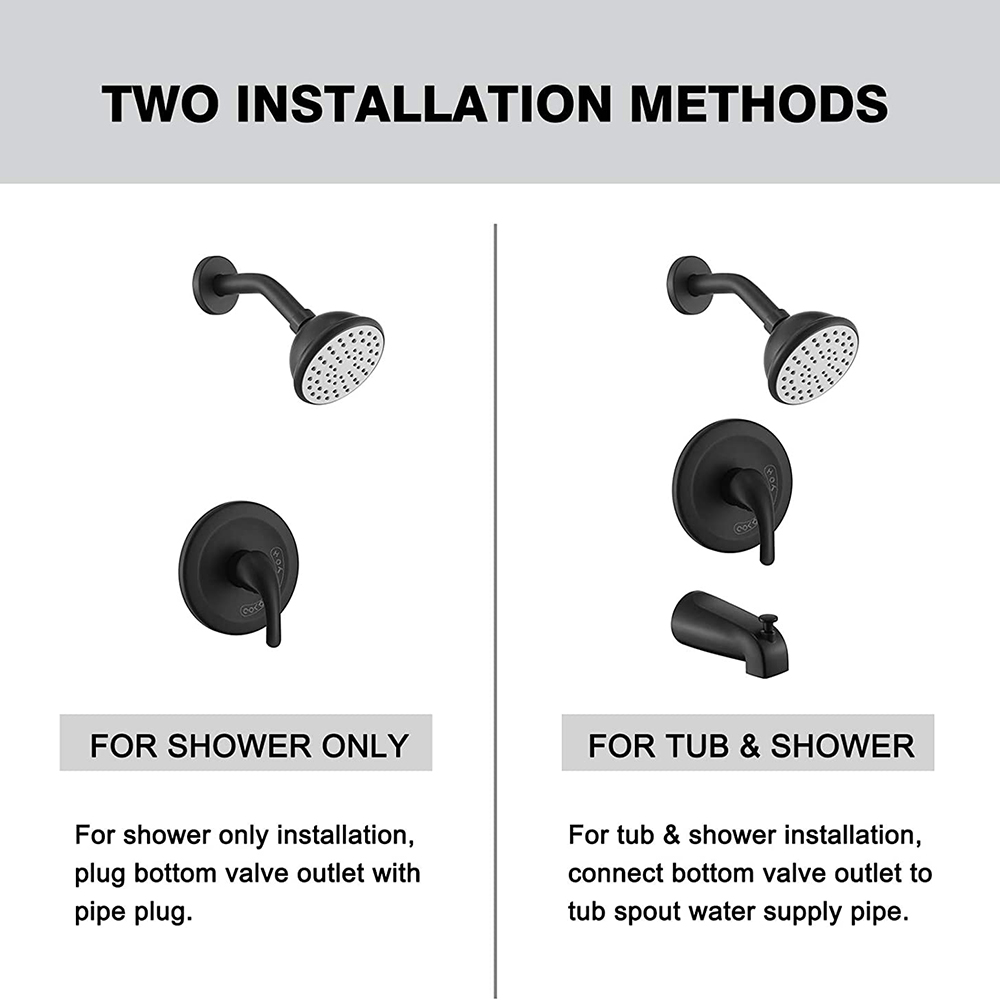 Set di rubinetti per doccia per vasca da bagno nero opaco Kit di finiture per doccia con beccuccio per vasca