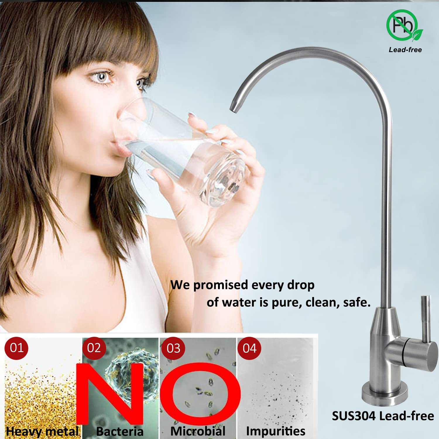 Rubinetto per bevande Aquacubic Rubinetto per acqua fredda Rubinetto per acqua potabile a maniglia singola con collo d'oca