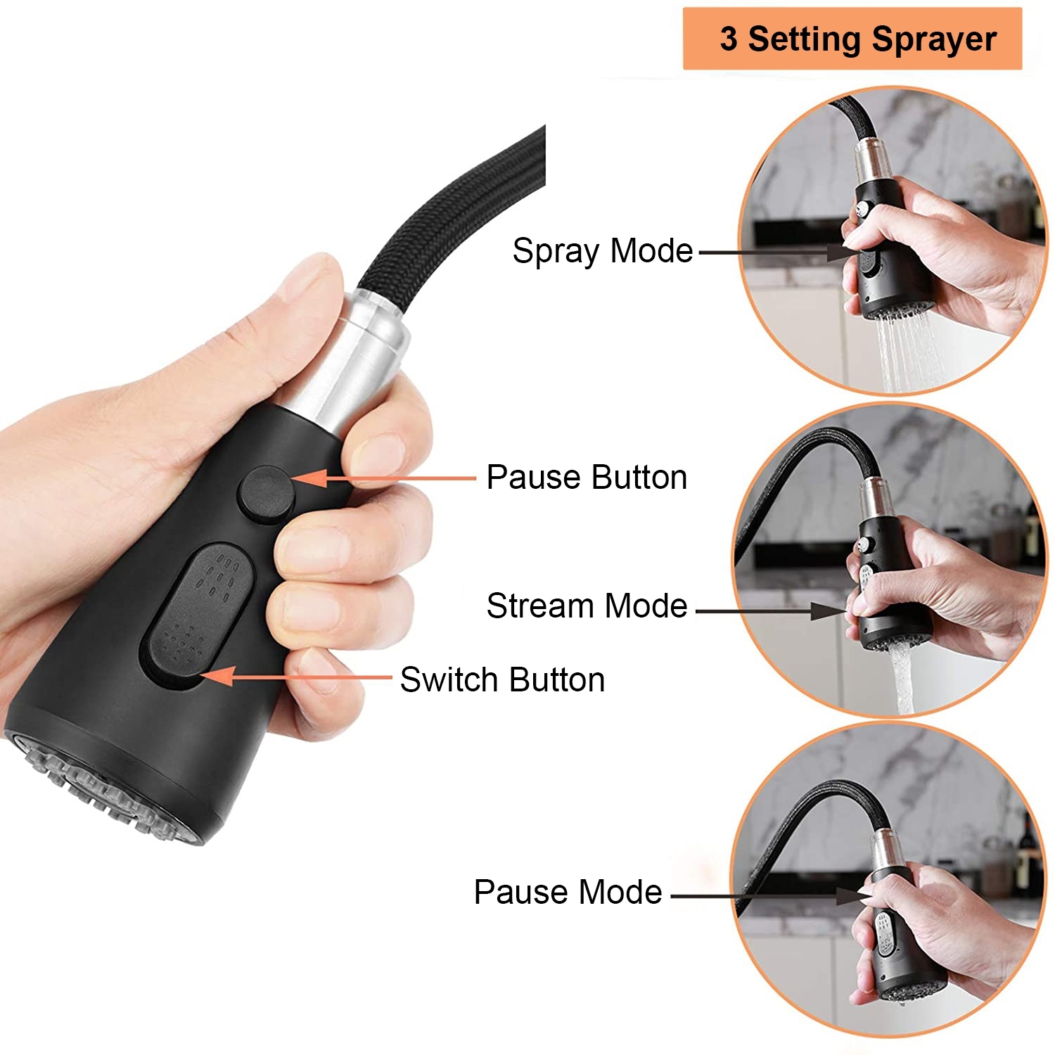 Top Sale Aquacubic Multi-Function Spray Single Hole Single Handle Pull-Down Rubinetto da cucina