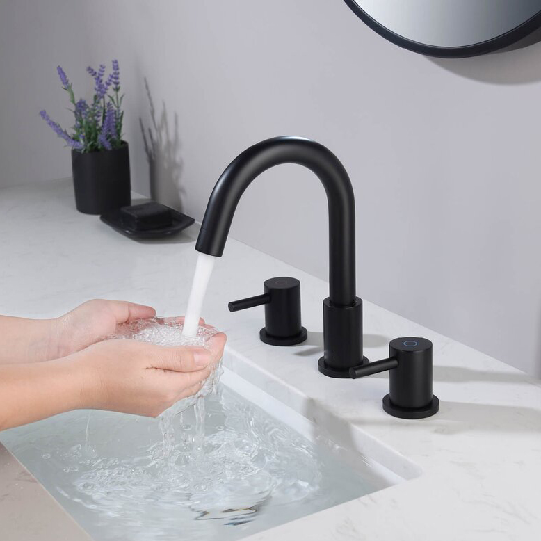 Buon prezzo Cupc nero opaco 8 pollici diffuso rubinetto del bagno in ottone senza piombo