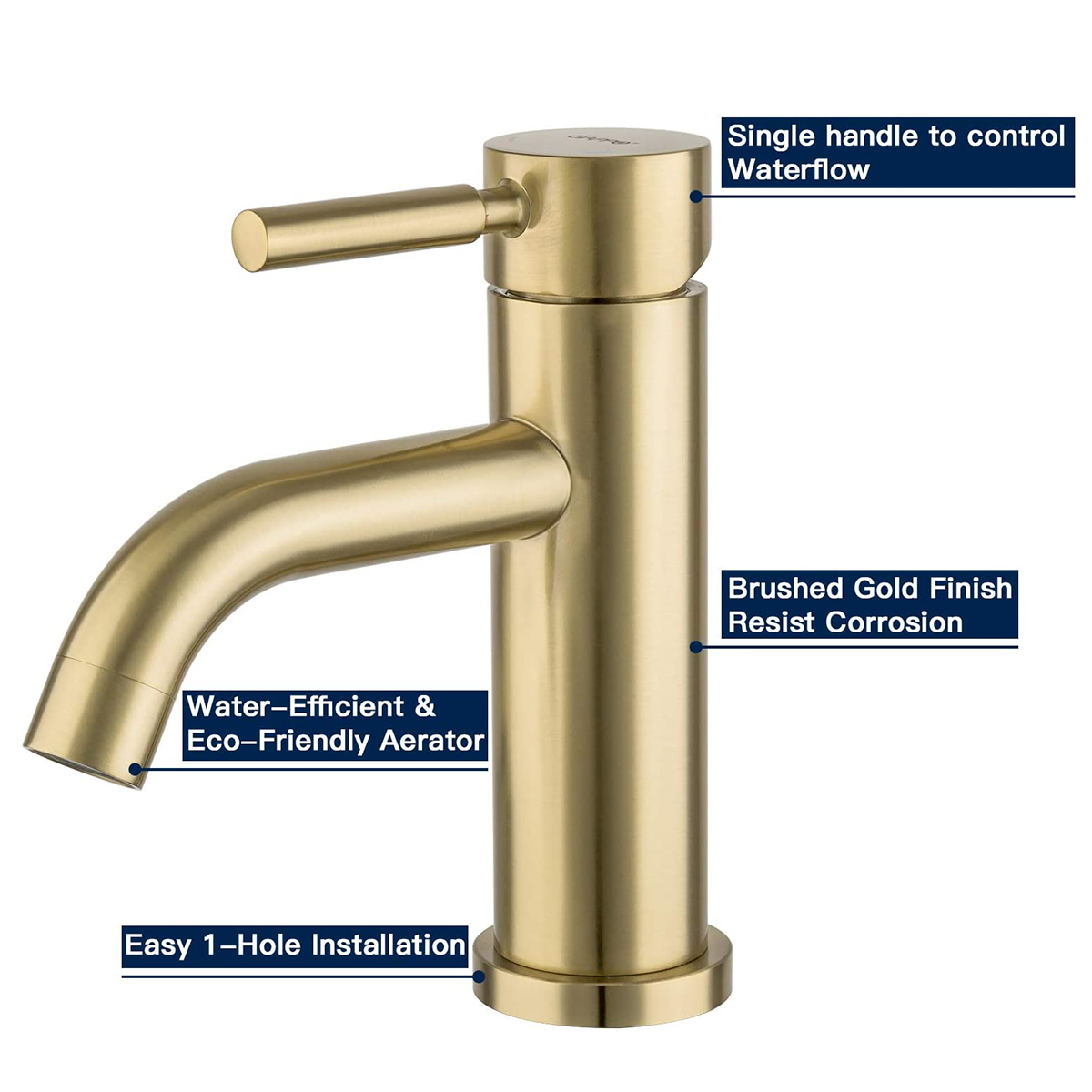 Rubinetto dorato per lavabo da bagno in ottone cromato spazzolato