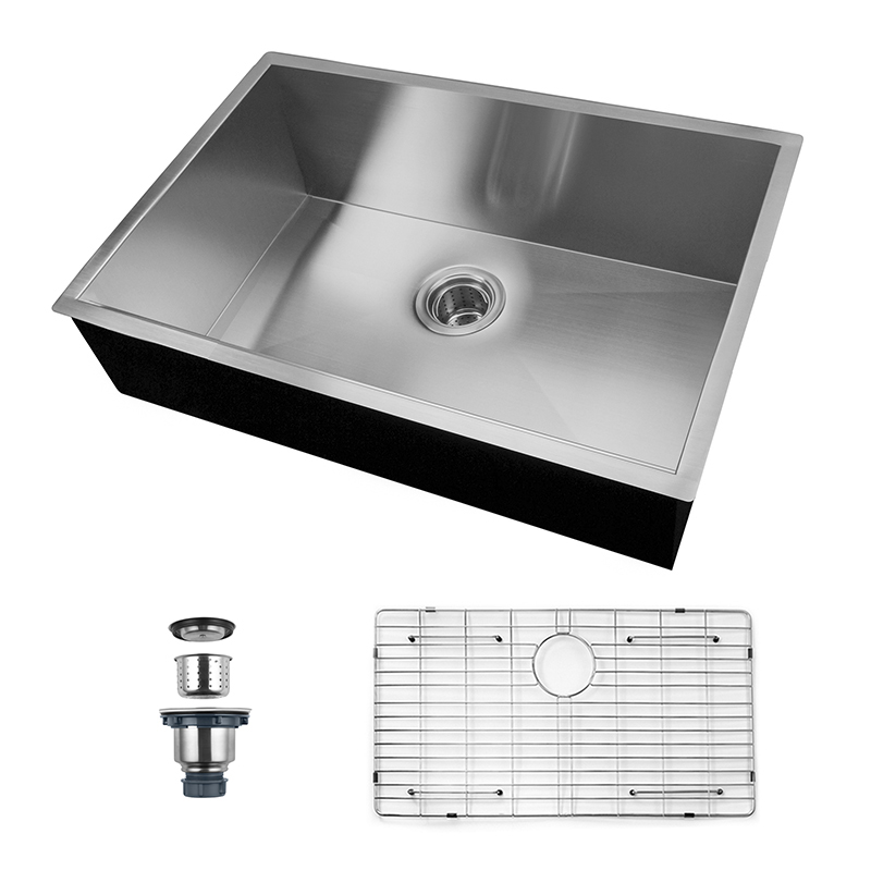 Lavello da cucina nano PVD sottopiano in acciaio inossidabile calibro 18 in acciaio inossidabile 304 con gruppo di scarico a griglia inferiore