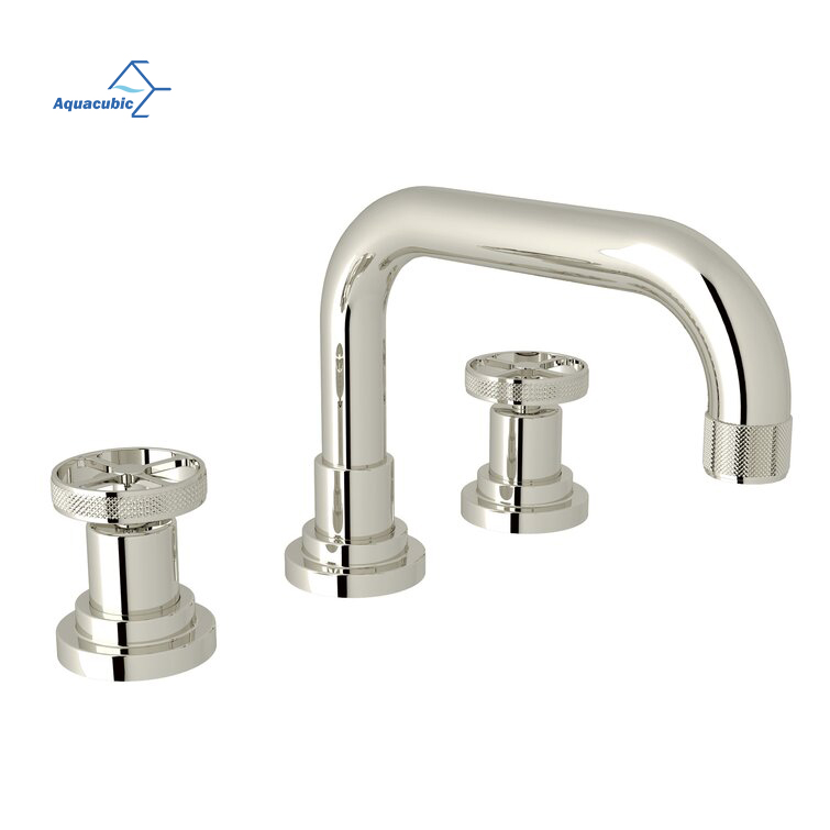 Rubinetto miscelatore per lavabo a doppia maniglia diffuso da bagno in stile industriale moderno Aquacubic