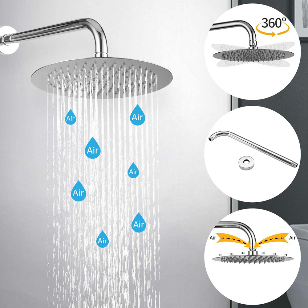 Set di rubinetti per doccia a doppia maniglia cromata Aquacubic cUPC Soffione doccia a pioggia da 10 pollici con doccia a mano