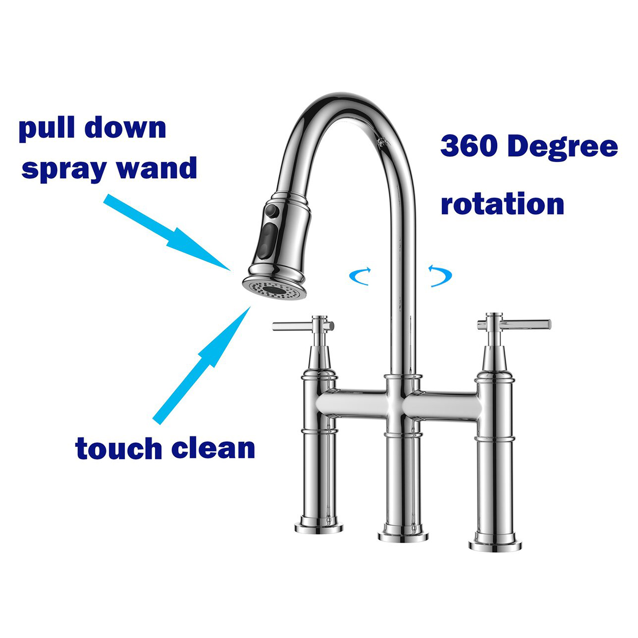 Estrarre il rubinetto a ponte del rubinetto del lavandino lucido a induzione