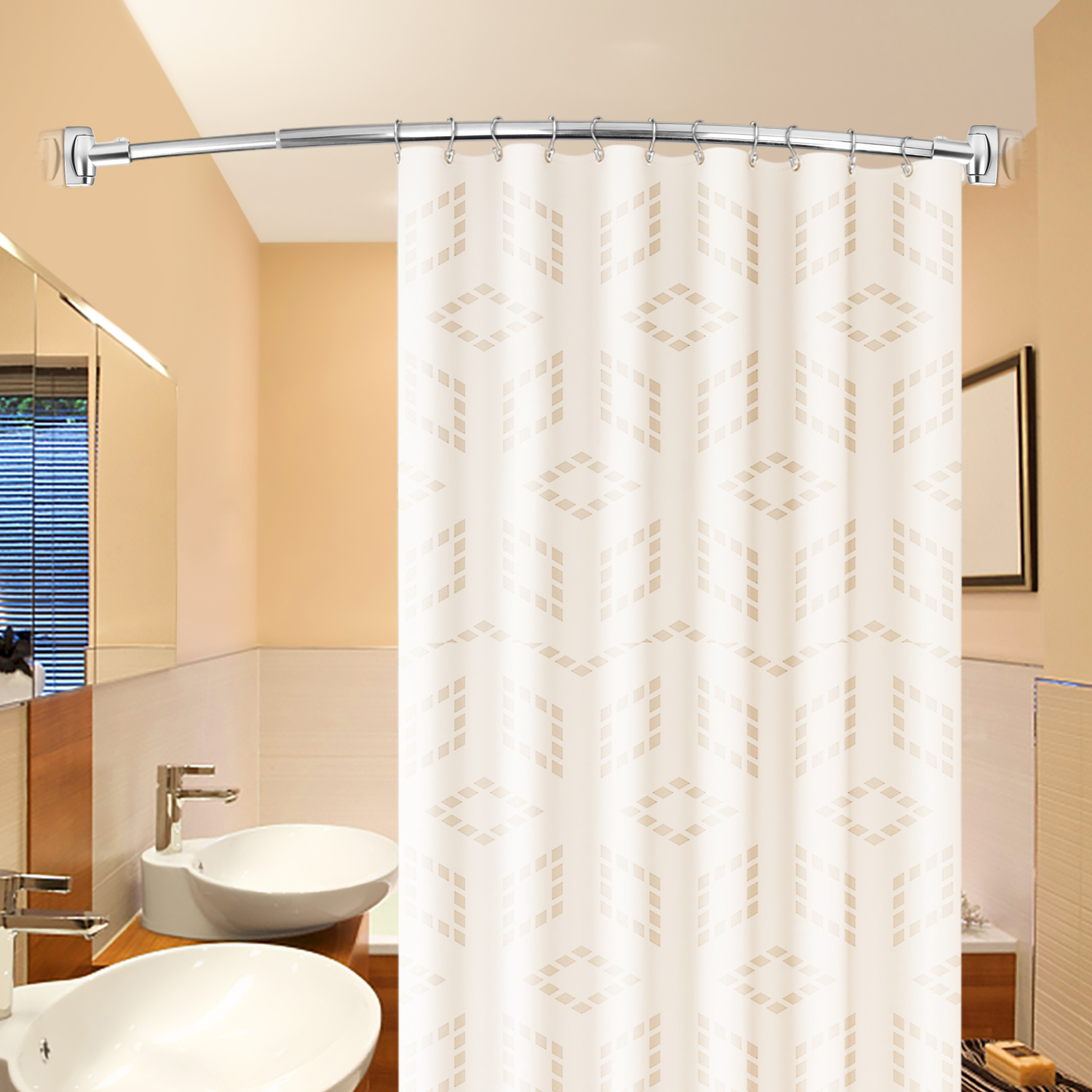 Squisite aste doccia in acciaio inossidabile ad arco arrotondate regolabili cromate personalizzate per vasca da bagno